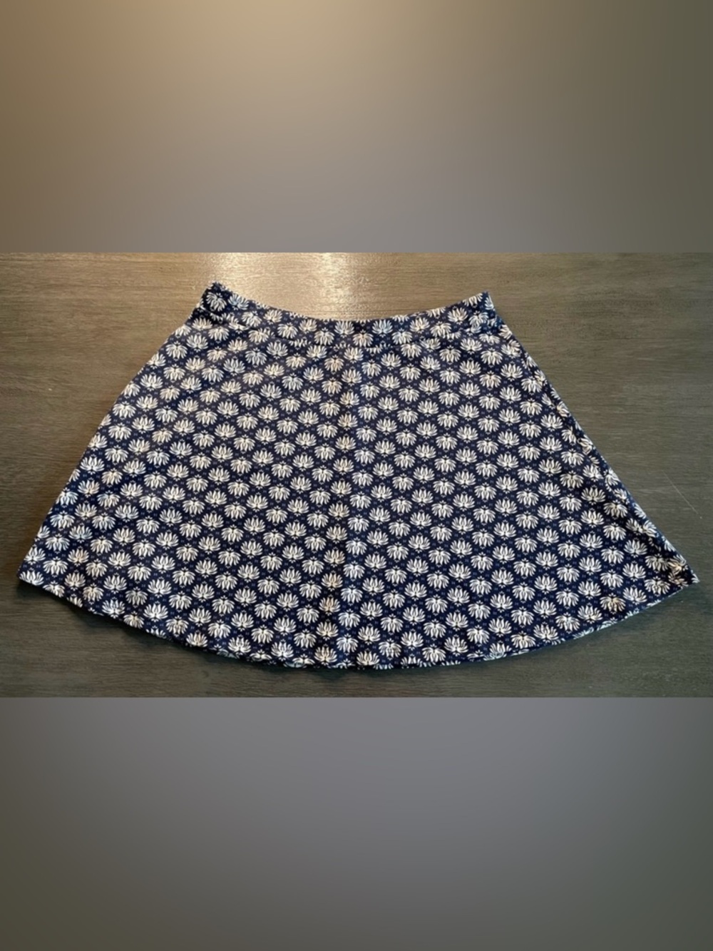 H&M Blue Patterned A Line Mini Skirt Large Navy